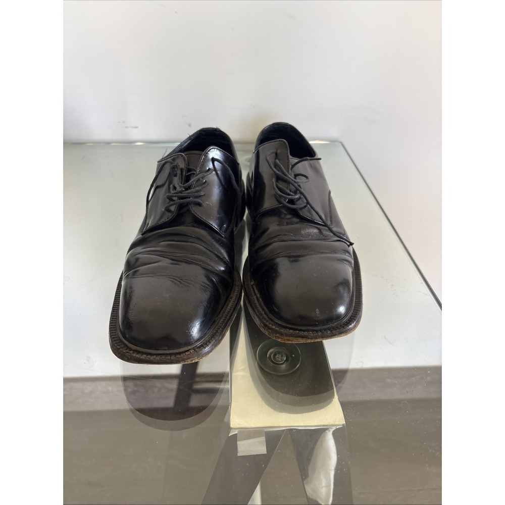 Gucci Derby Shoes Mens 8D Black Leather Square Toe Rubber Sole